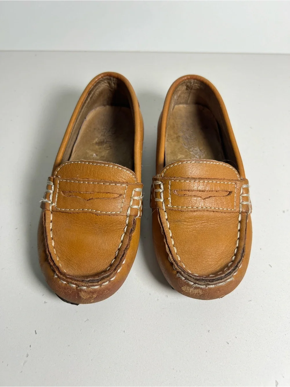 Polo Ralph Lauren Kids Size 8 Brown Leather Driving Loafers Moccasins